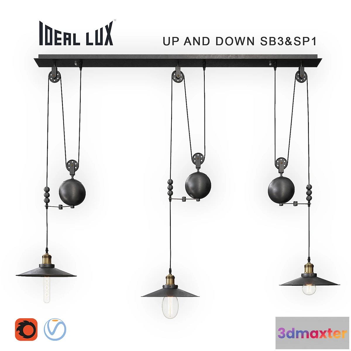 1404032 - Ideal Lux Up and Down SB3 & SP1 3D Max