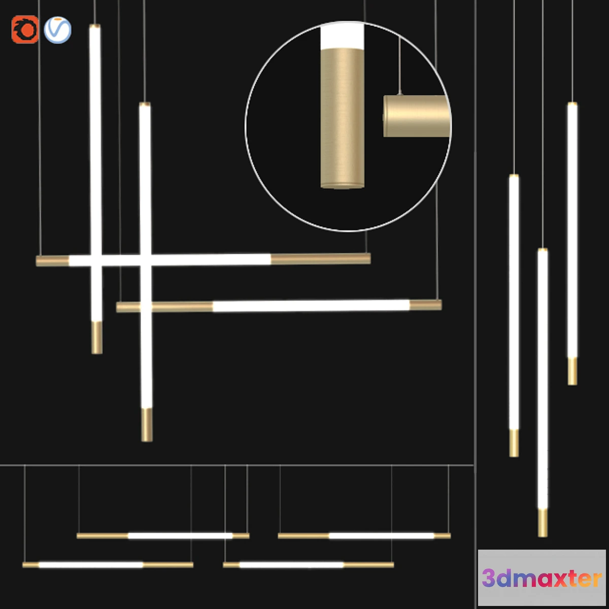 1404208 - Aliexpress _ Stripes pendant lgiht Set 2 3D Max