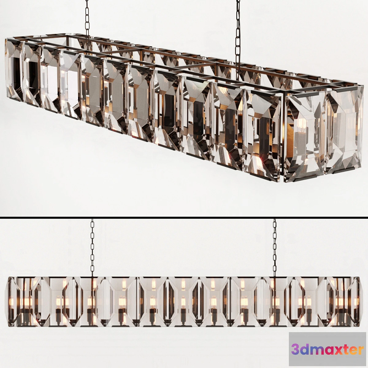 1405200 - RH HARLOW CRYSTAL RECTANGULAR CHANDELIER 74 3D Max