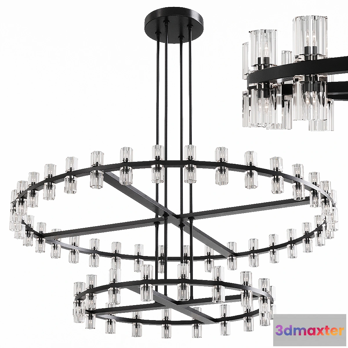 1405614 - Restoration Hardware ARCACHON ROUND 2-TIER CHANDELIER 60 Black 3D Max