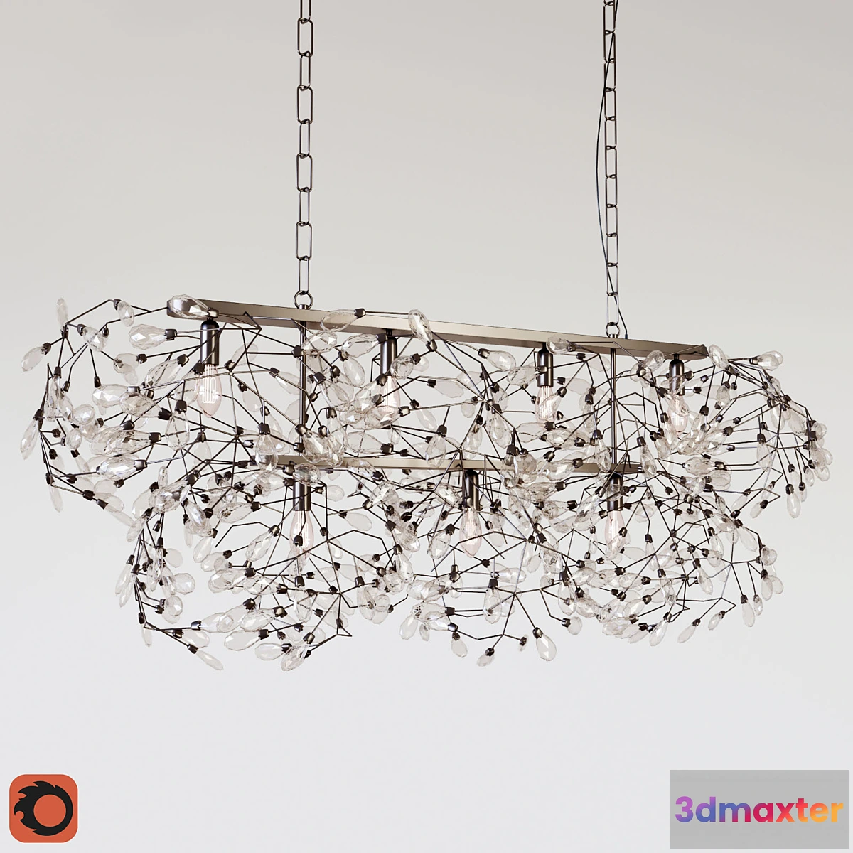 1406072 - BELLA CRYSTAL RECTANGULAR CHANDELIER 3D Max