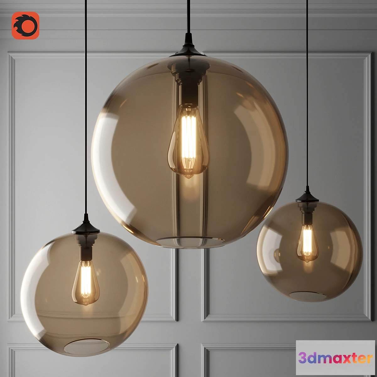 1406564 - Suspended Lamp Jeremy Solitaire 3D Max