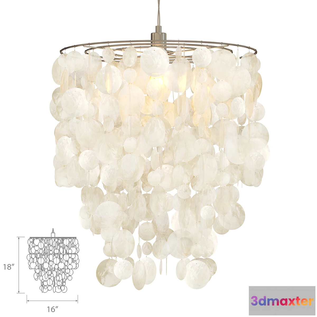 1406758 - West Elm Capiz Round Pendant White 3D Max