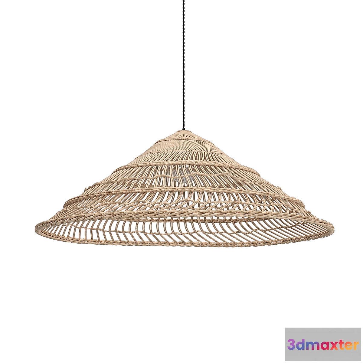 1407042 - HK Living Wicker Hanging Lamp Triangle Natural 3D Max