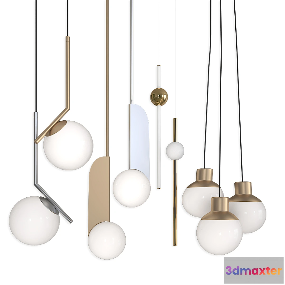 1407428 - Collection Pendants set 15 Lampatron Neo - B_LUX C Ball - Mass light 3D Max