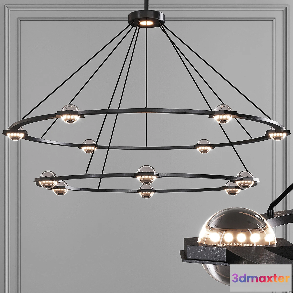 1407460 - Restoration Hardware ECLATANT ROUND 2-TIER CHANDELIER 60 Black 3D Max
