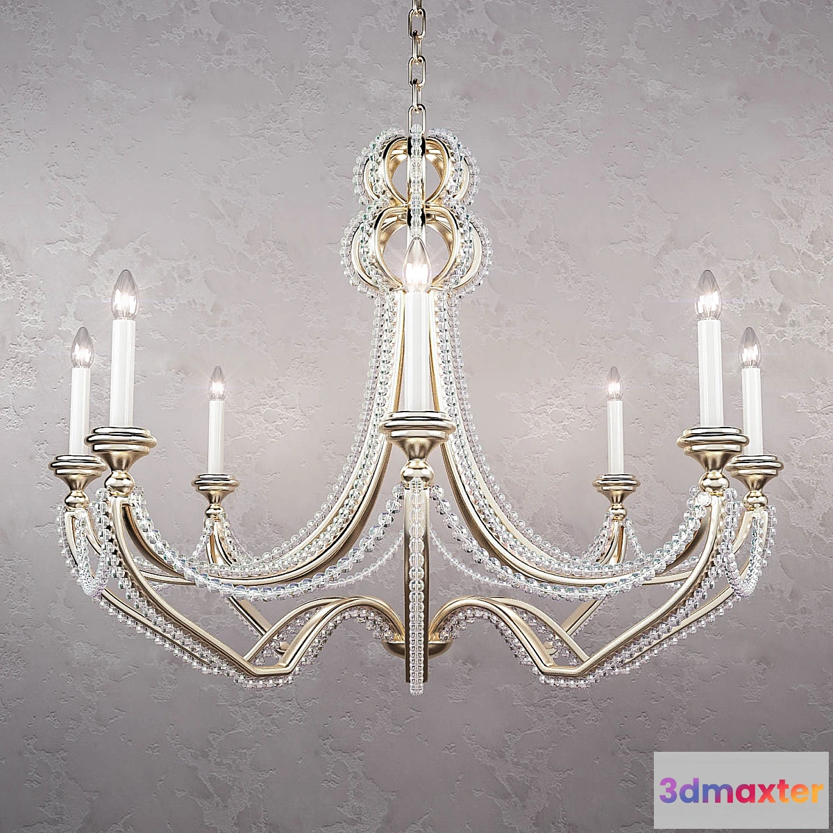 1407528 - Beaded Wrought-Iron Chandelier 3D Max