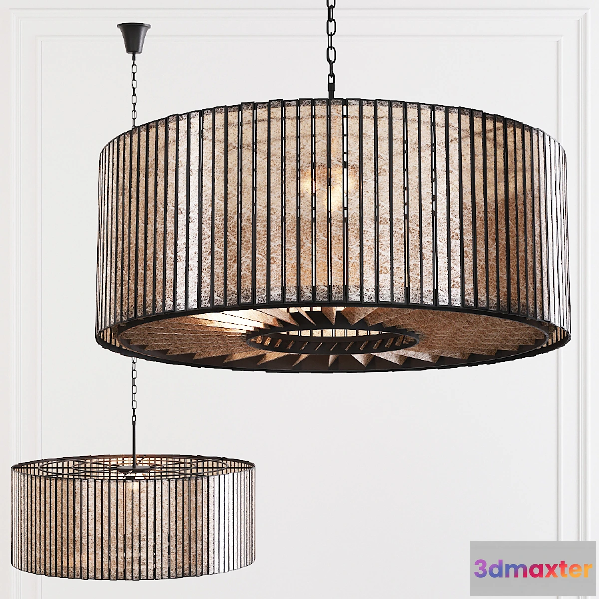 1408306 - Restoration Hardware VITTI MIRRORED DRUM CHANDELIER 36 Iron 3D Max