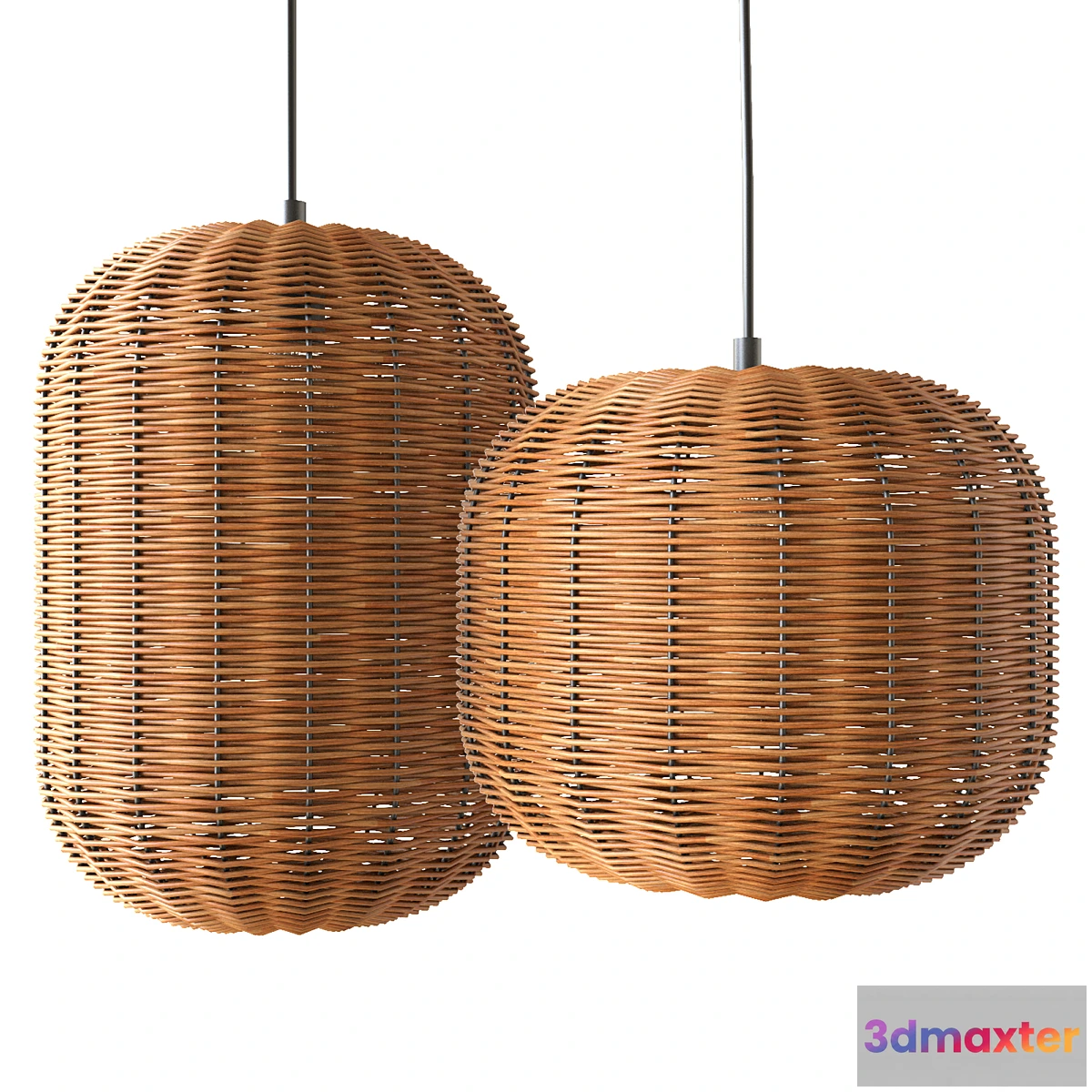 1409532 - Rattan and Metal Ceiling Lamp 3D Max