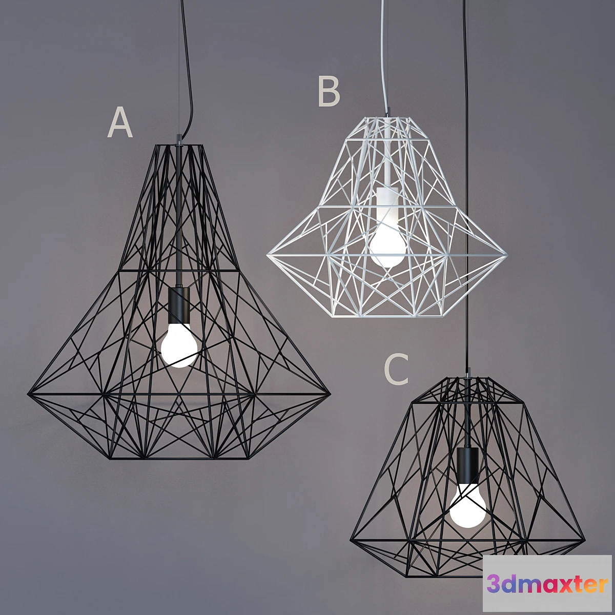 1409794 - Fixtures Diamond Cage Pendant 3D Max
