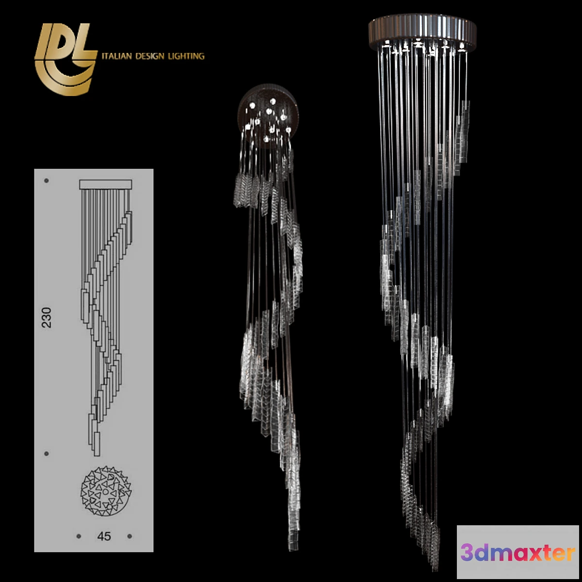 1409874 - Chandelier cascade IDL - Luce de Vivere 3D Max