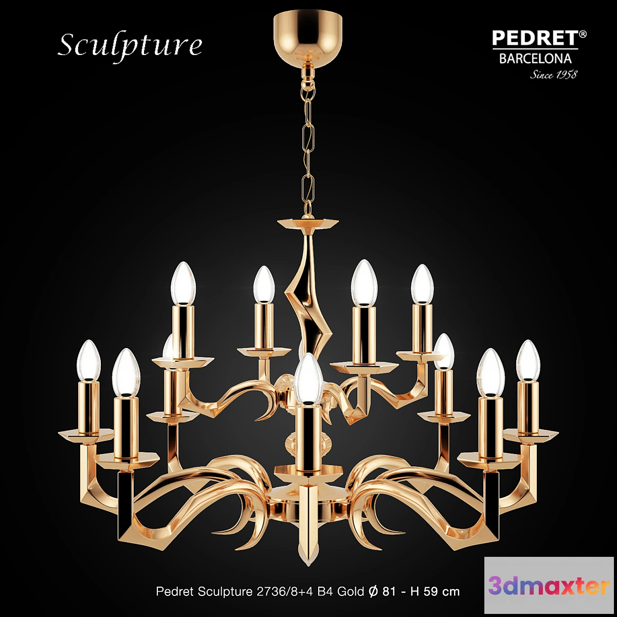 1410300 - Pedret Sculpture 2736_8 + 4 B4 Gold 3D Max