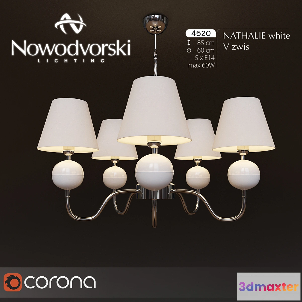 1410926 - Nowodvorski NATHALIE white V zwis 3D Max