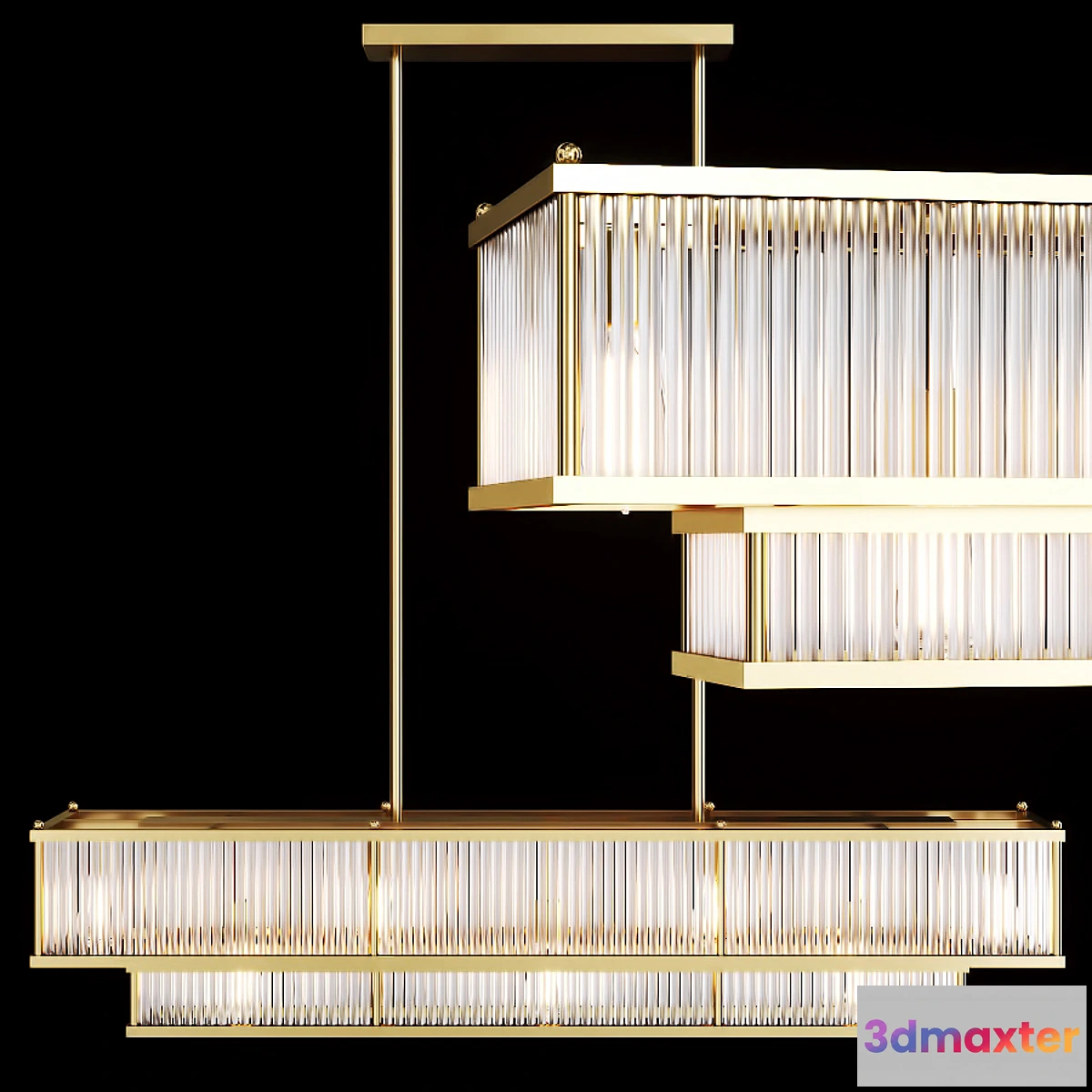 1411264 - Restoration Hardware MARAIS LINEAR CHANDELIER 48 Brass 3D Max