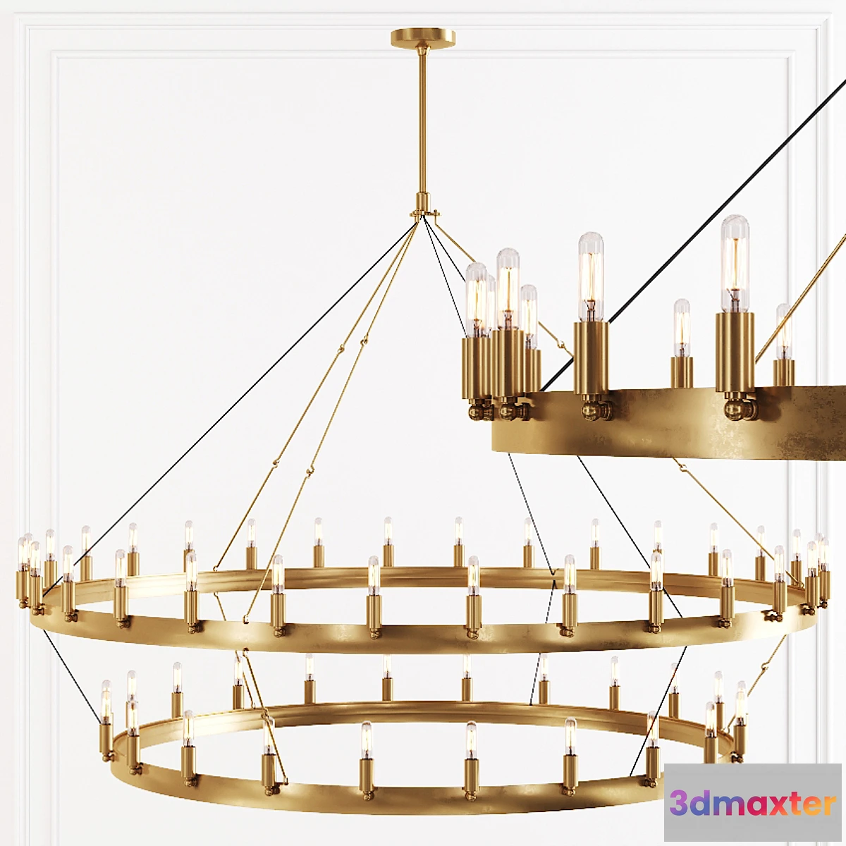 1411734 - Restoration Hardware CAMINO VINTAGE FILAMENT 2-TIER CHANDELIER 63 Brass 3D Max