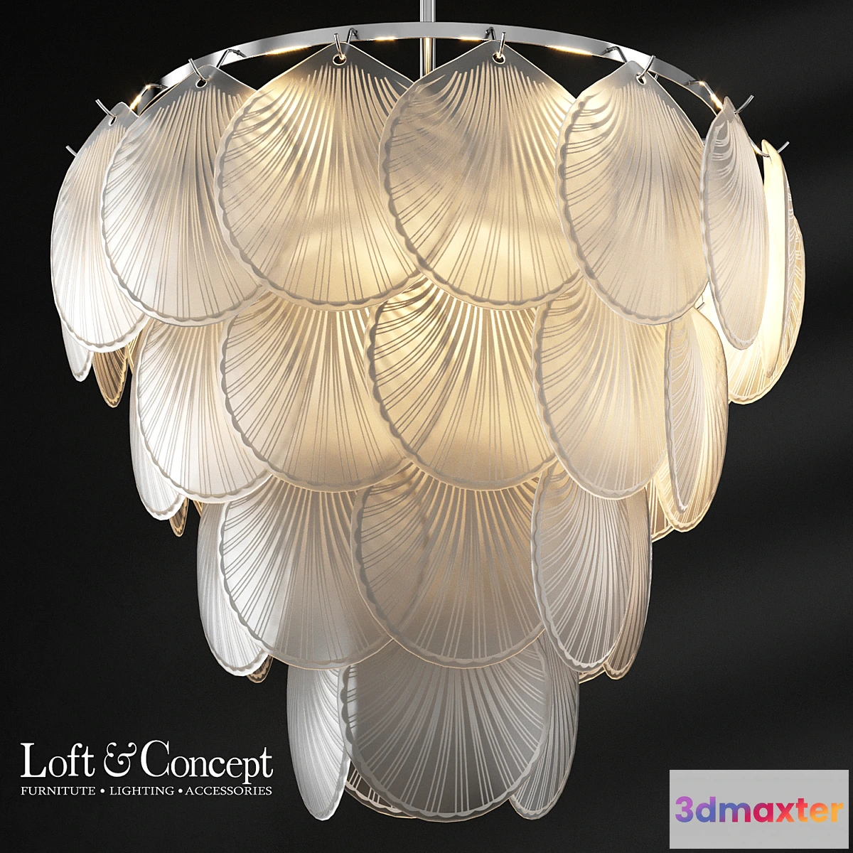 1413642 - Chandelier pendant Glass Shells Suspension Chandelier Loft-Concept 3D Max