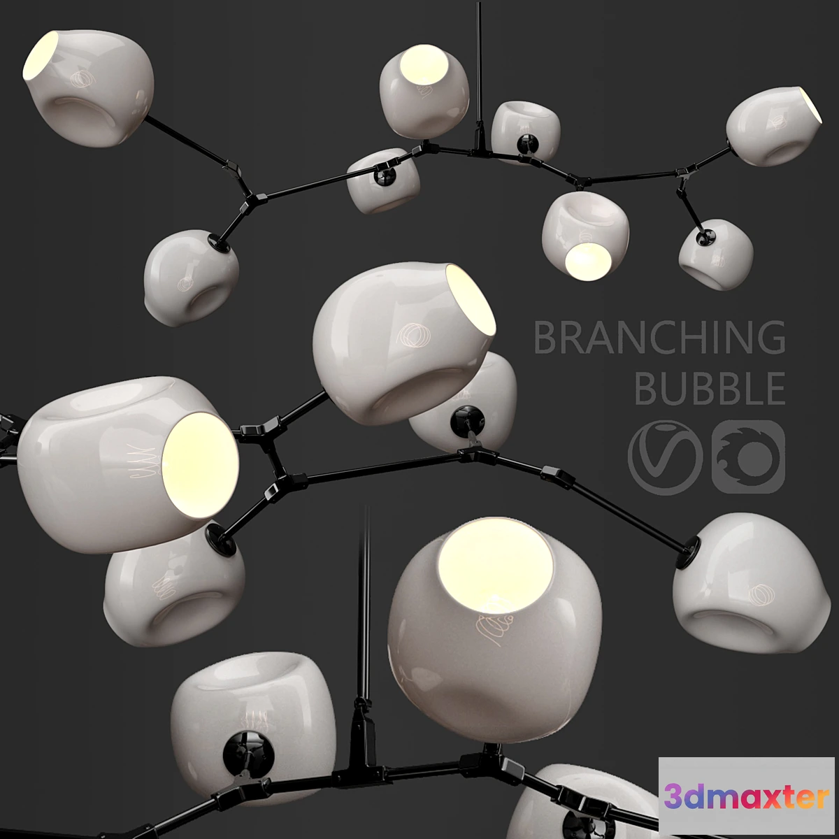 1413700 - Branching bubble 8 lamps 3D Max