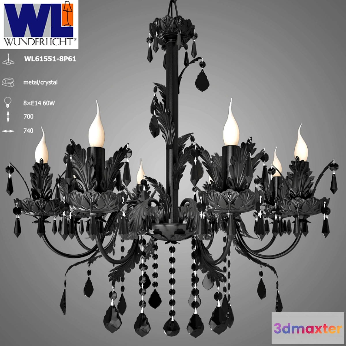 1415992 - Chandelier Wunderlisht WL61551-8P61 3D Max