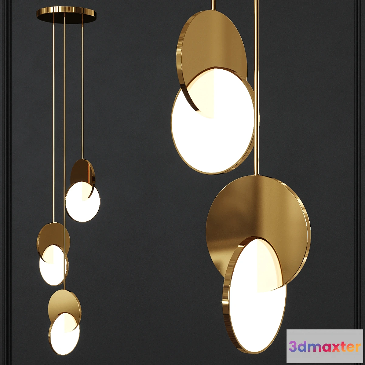 1416800 - Lee Broom ECLIPSE CHANDELIER POLISHED GOLD 3D Max