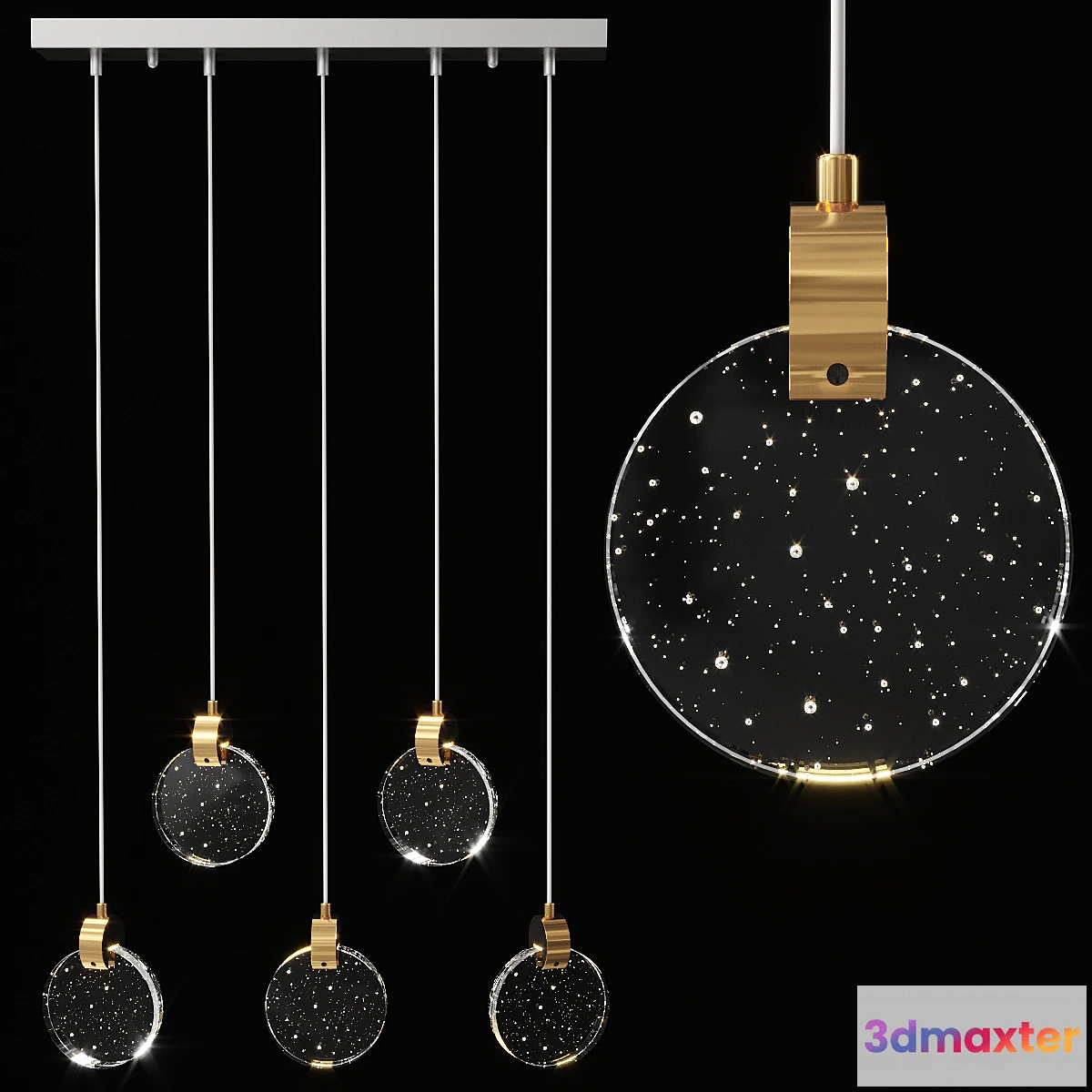 1417904 - Pendant rectangular 5 light RENORD by Romatti 3D Max