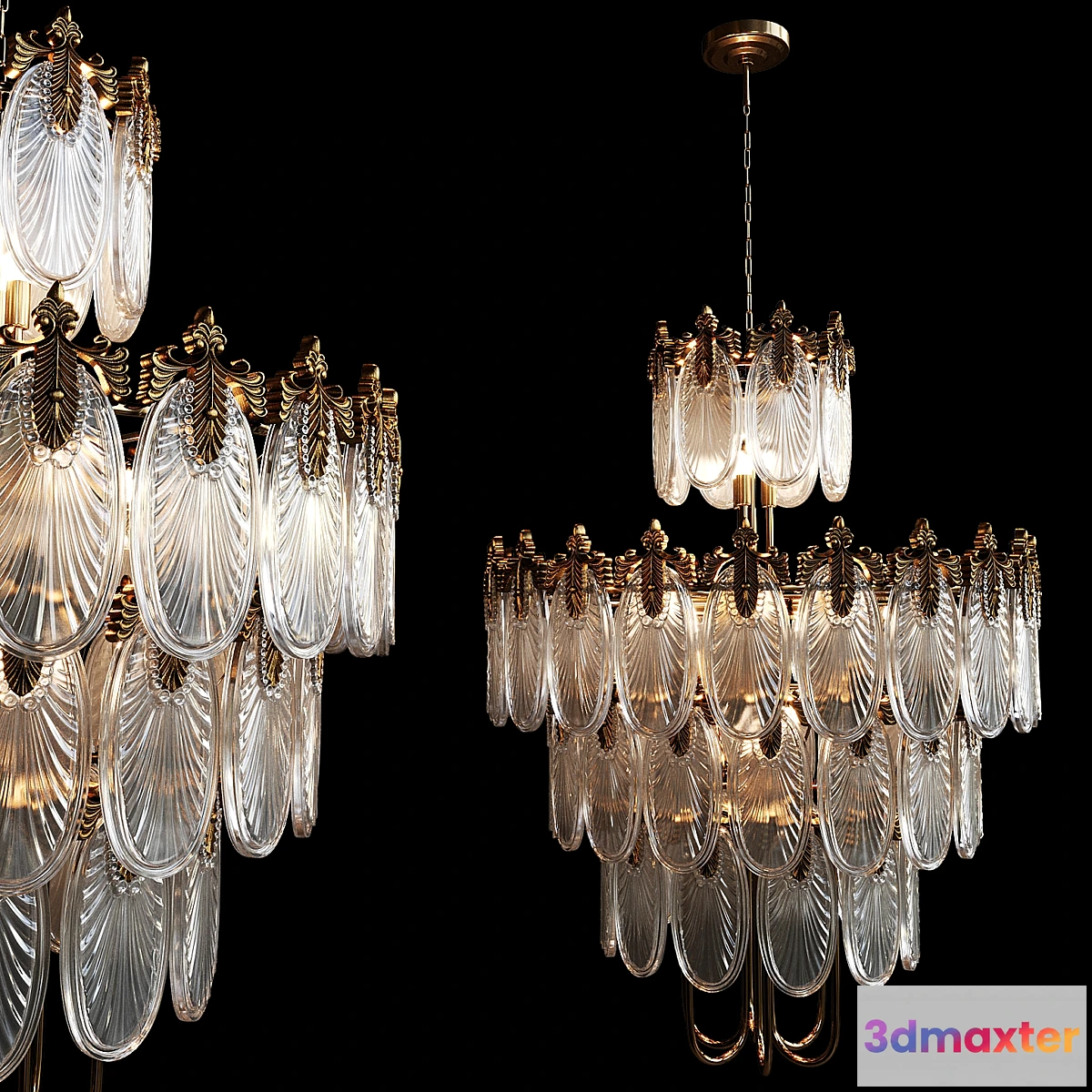 1418124 - American retro glass chandelier 3D Max