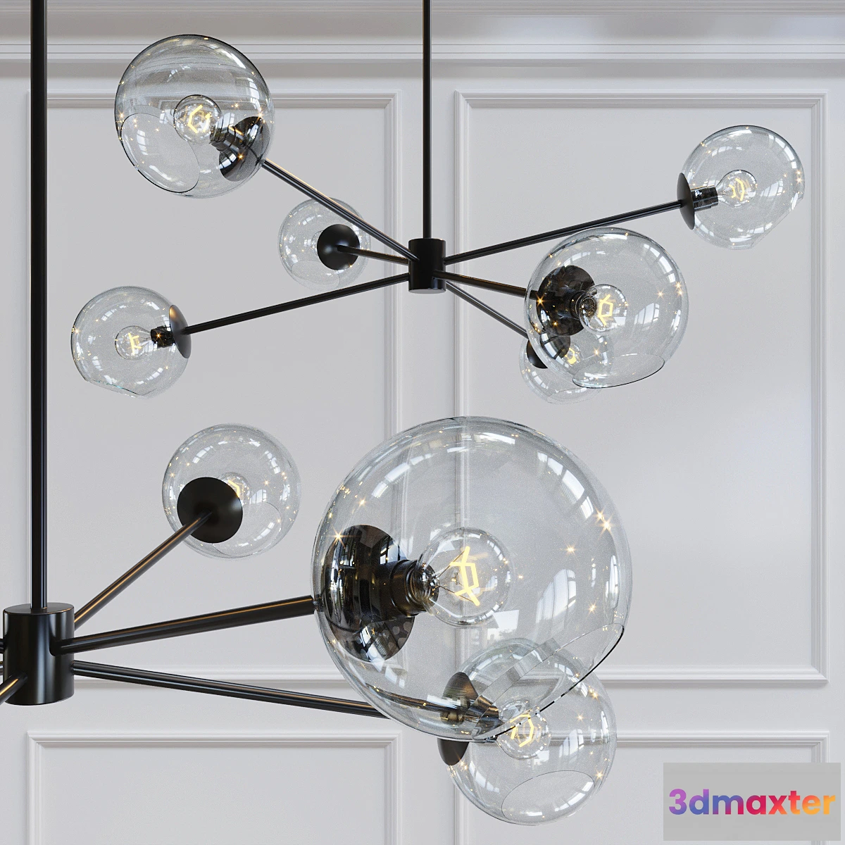 1418384 - Staggered Glass 6-Light Chandelier - Clear 3D Max