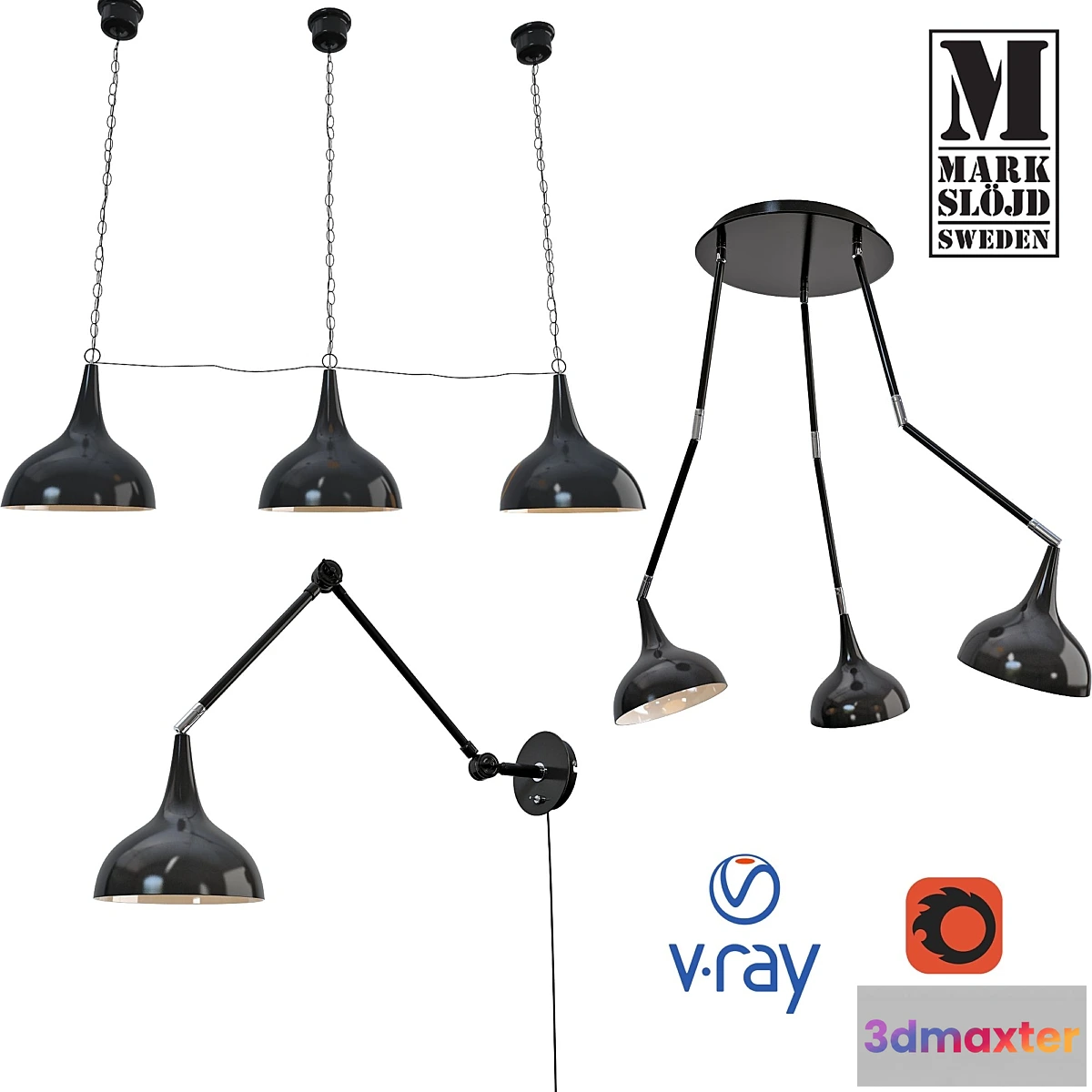 1418538 - Ceiling and wall light from MARKSLOJD Sweden model STANFORD. 3D Max