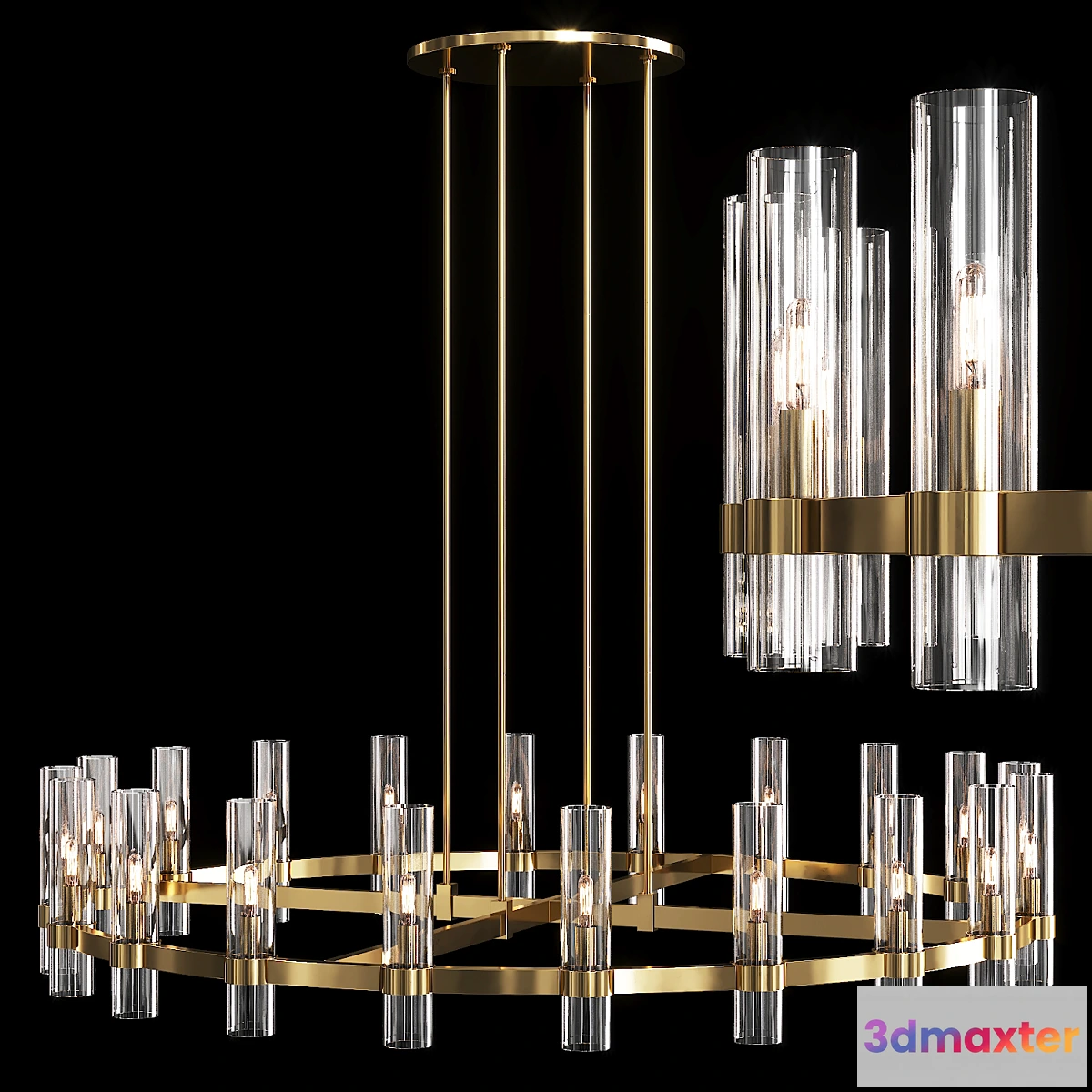 1418850 - Restoration Hardware RAVELLE ROUND CHANDELIER 60 Brass 3D Max