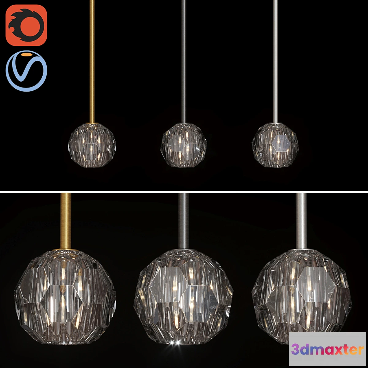 1418964 - RH BOULE DE CRISTAL SINGLE ROD PENDANT 3D Max