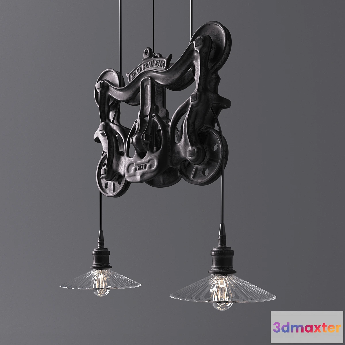 1419178 - RH Cast-iron barn door trolley pendant 3D Max