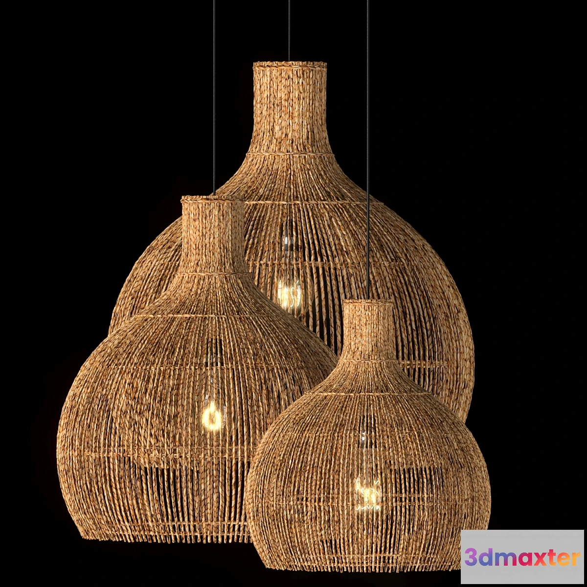 1419530 - Hanging vintage rattan lamp 3D Max