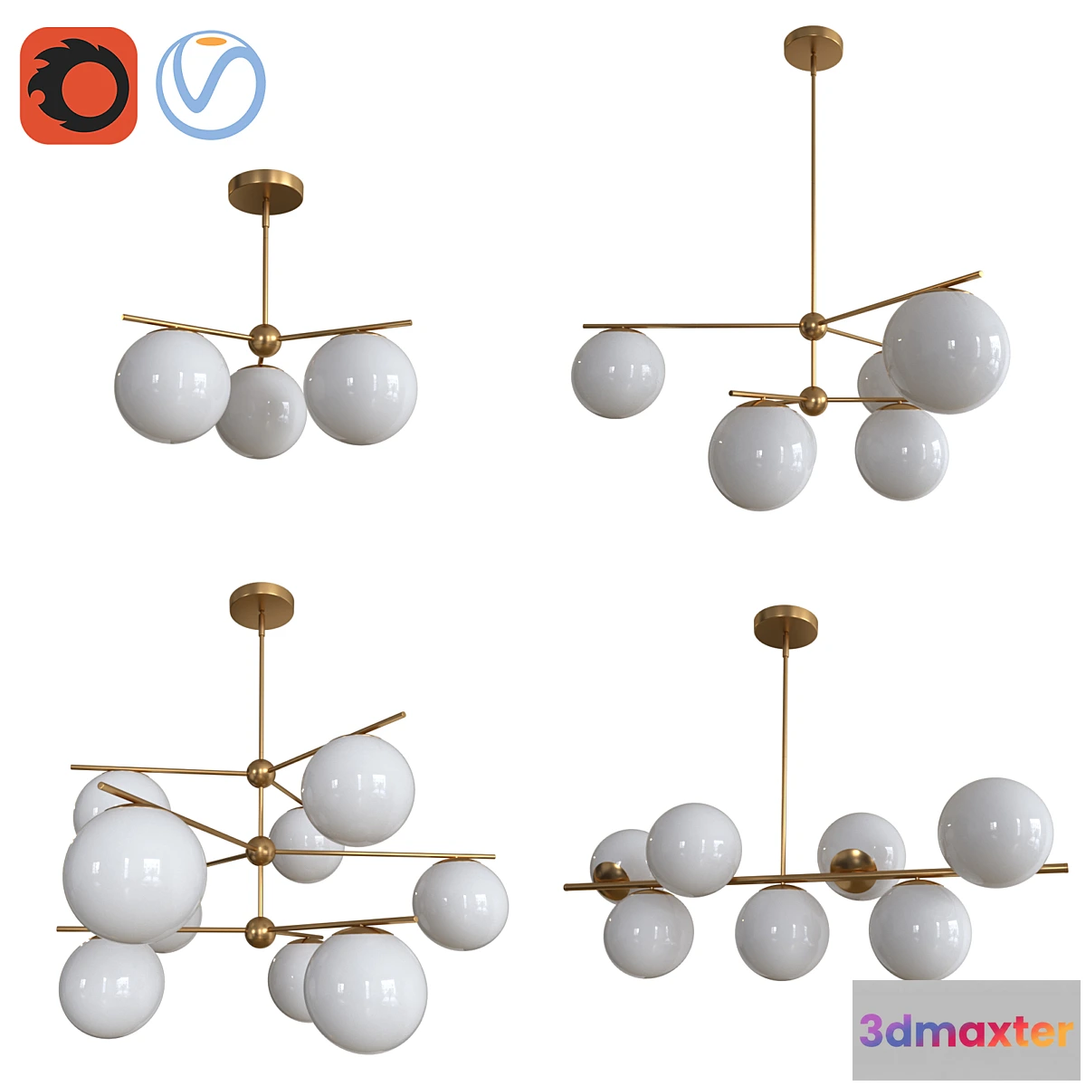 1420194 - Sphere + Stem Chandelier 3D Max