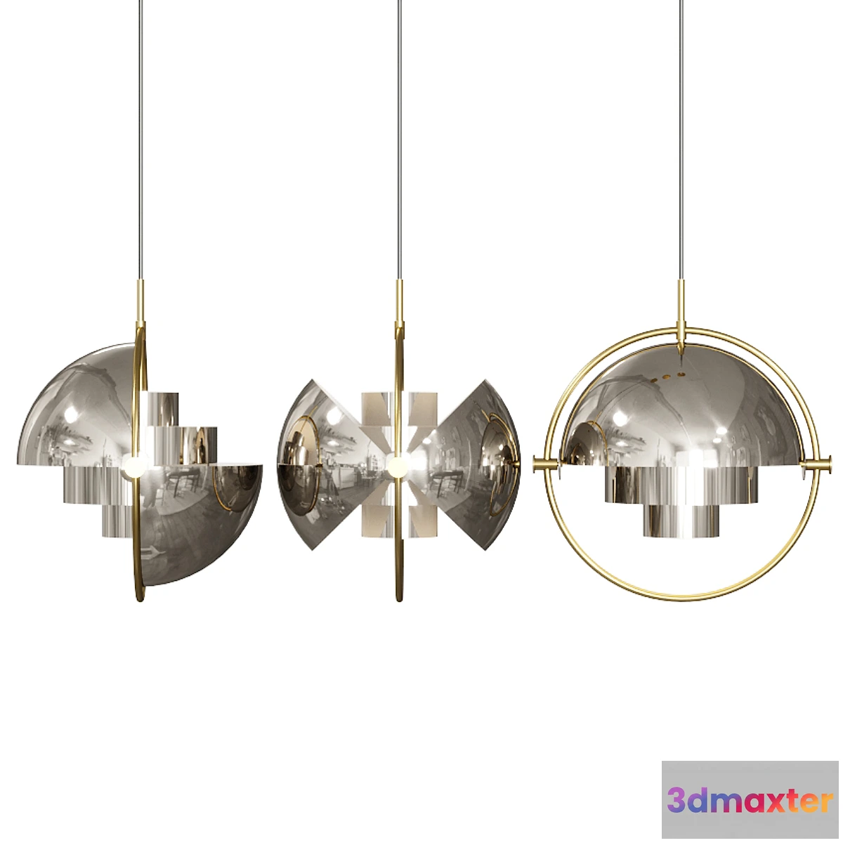 1420548 - Gubi Multi Lite Pendant Louis Weisdorf Nickel 3D Max