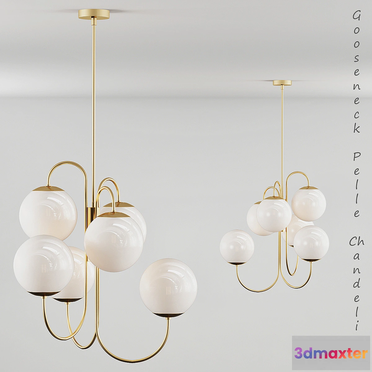 1420762 - Gooseneck pelle chandelier 3D Max