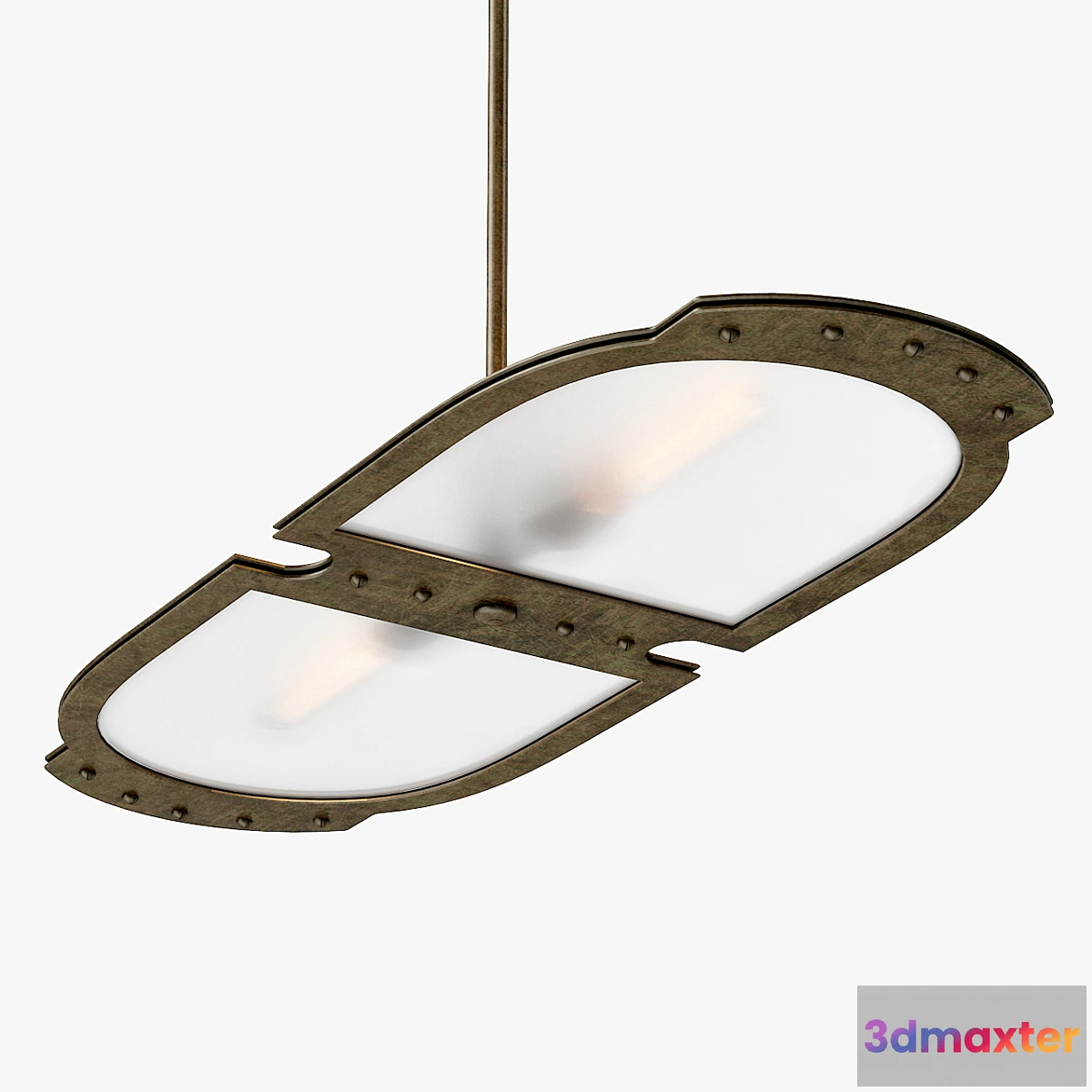 1423848 - 1stdibs Large Double-Plate Frosted Glass Pendent 3D Max