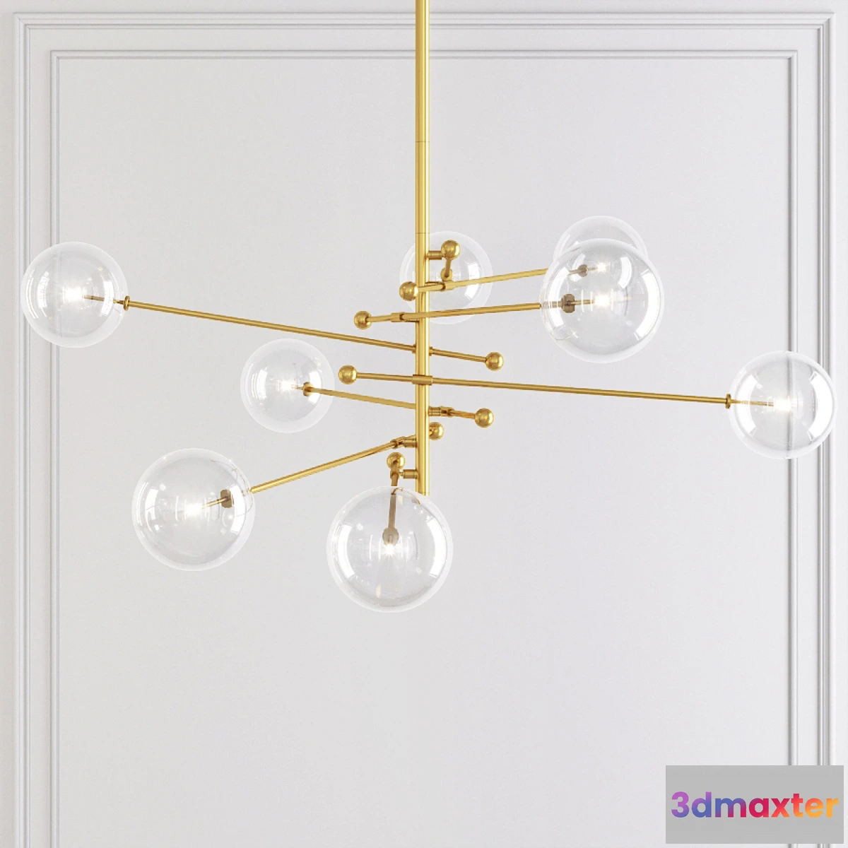 1424424 - Restoration Hardware Glass Globe Mobile 8-ARM CHANDELIER 79 3D Max