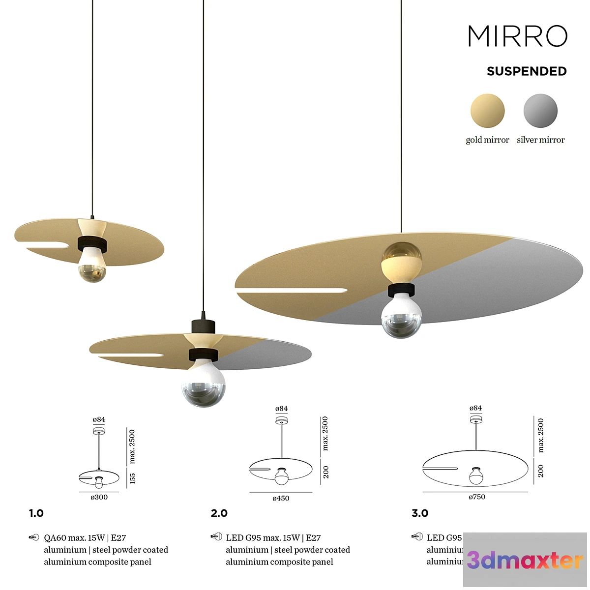 1425762 - Wever & Ducre Mirro suspended 3D Max