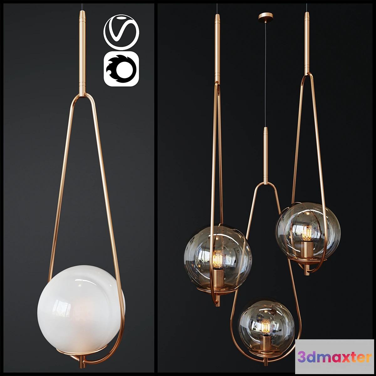 1428240 - Pendant Lamp Loop Brass _ 2 3D Max