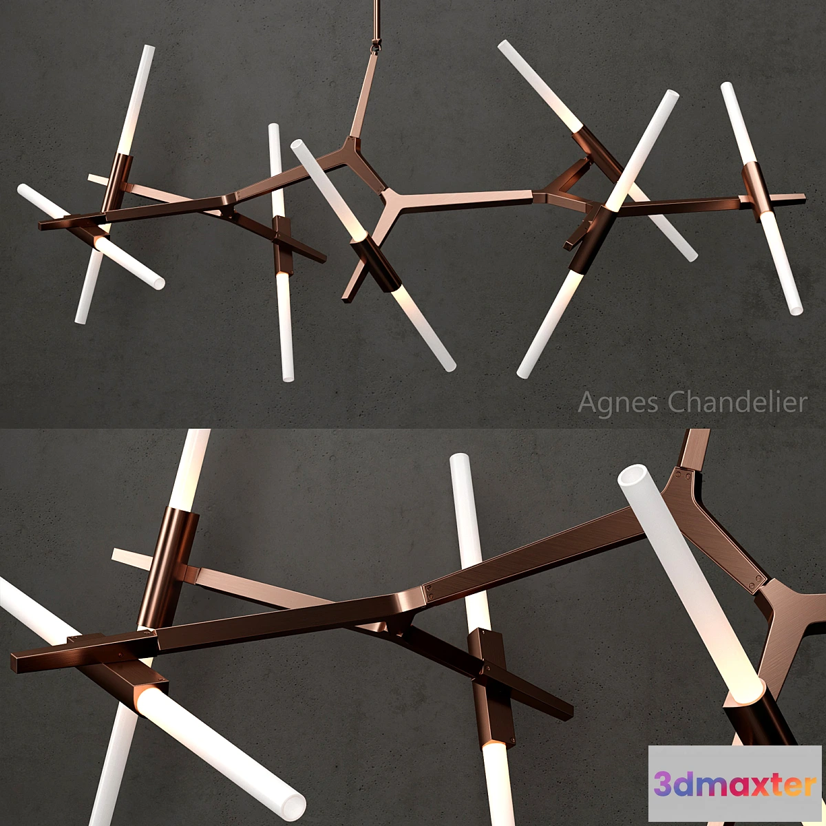 1431452 - Agnes Chandelier 14 lights COPPER 3D Max