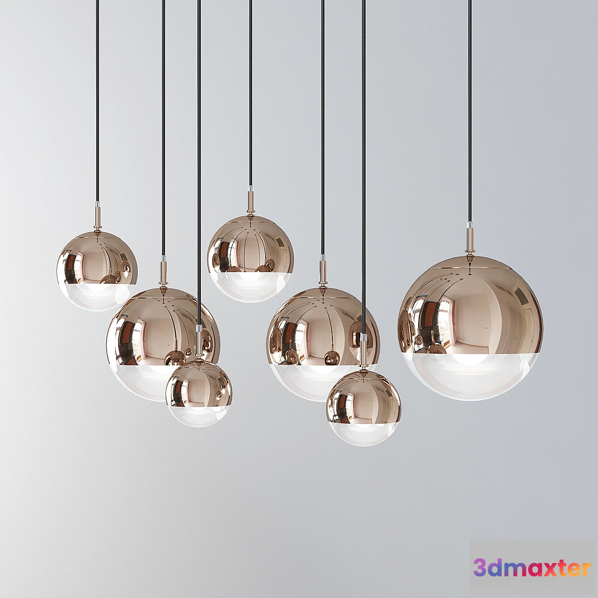 1432056 - Glass Chromium plating Pendant Modern Ceiling Light 3D Max
