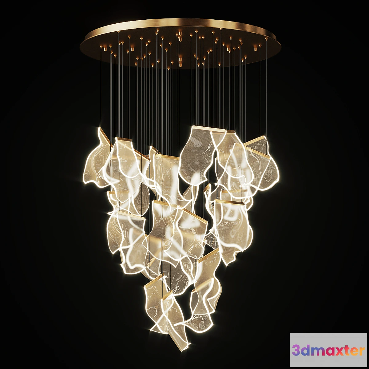 1433596 - Chandelier with Curved Acrylic Plates Miran 28 3D Max