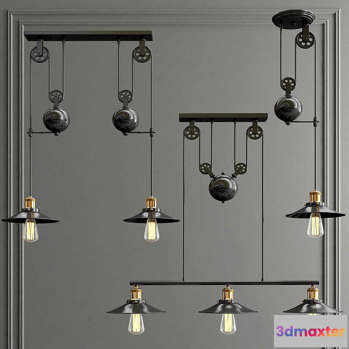 1434926 - Edison loft chandelier 3D Max