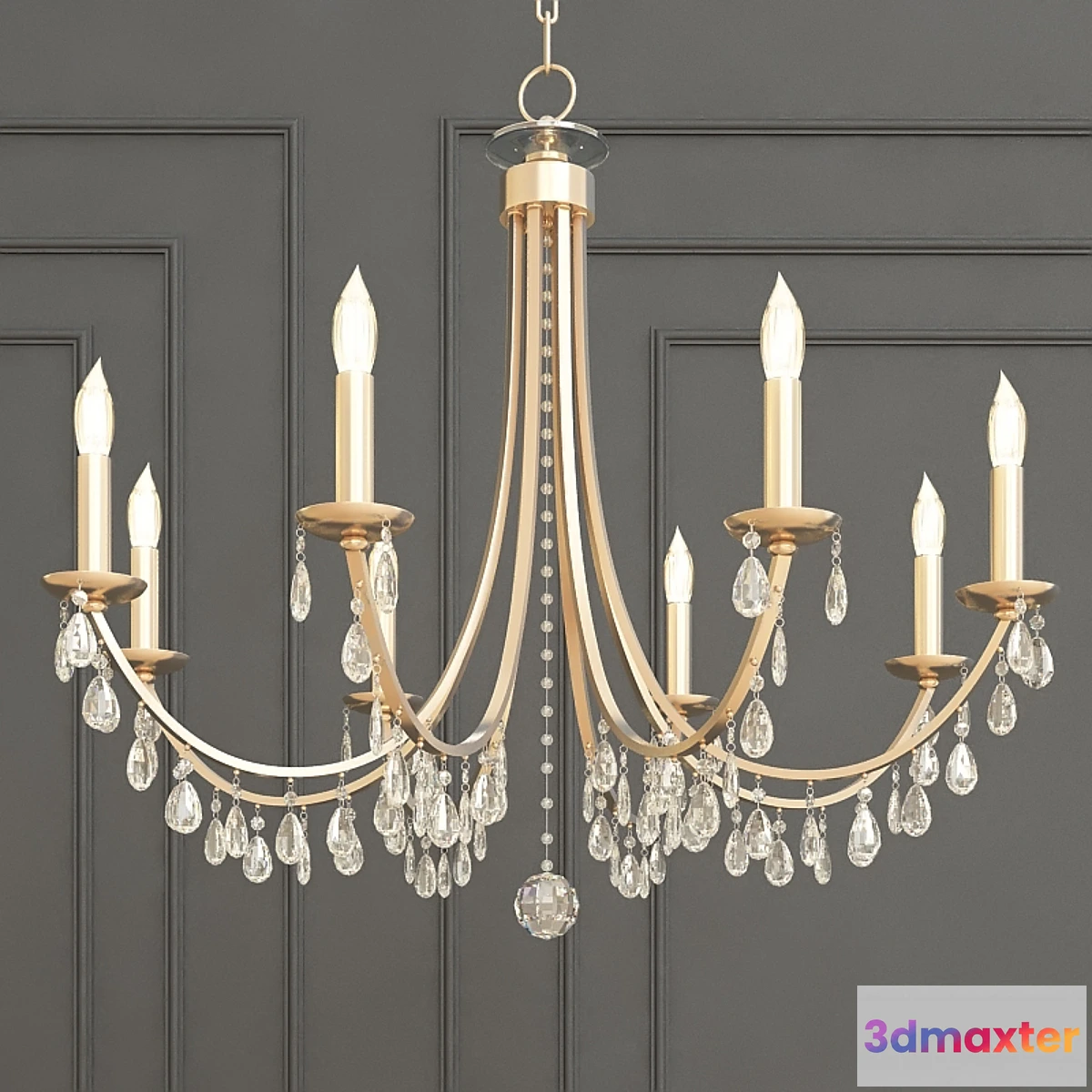 1435420 - Hampton 8-Light Drum Shade Chrome Chandelier 3D Max