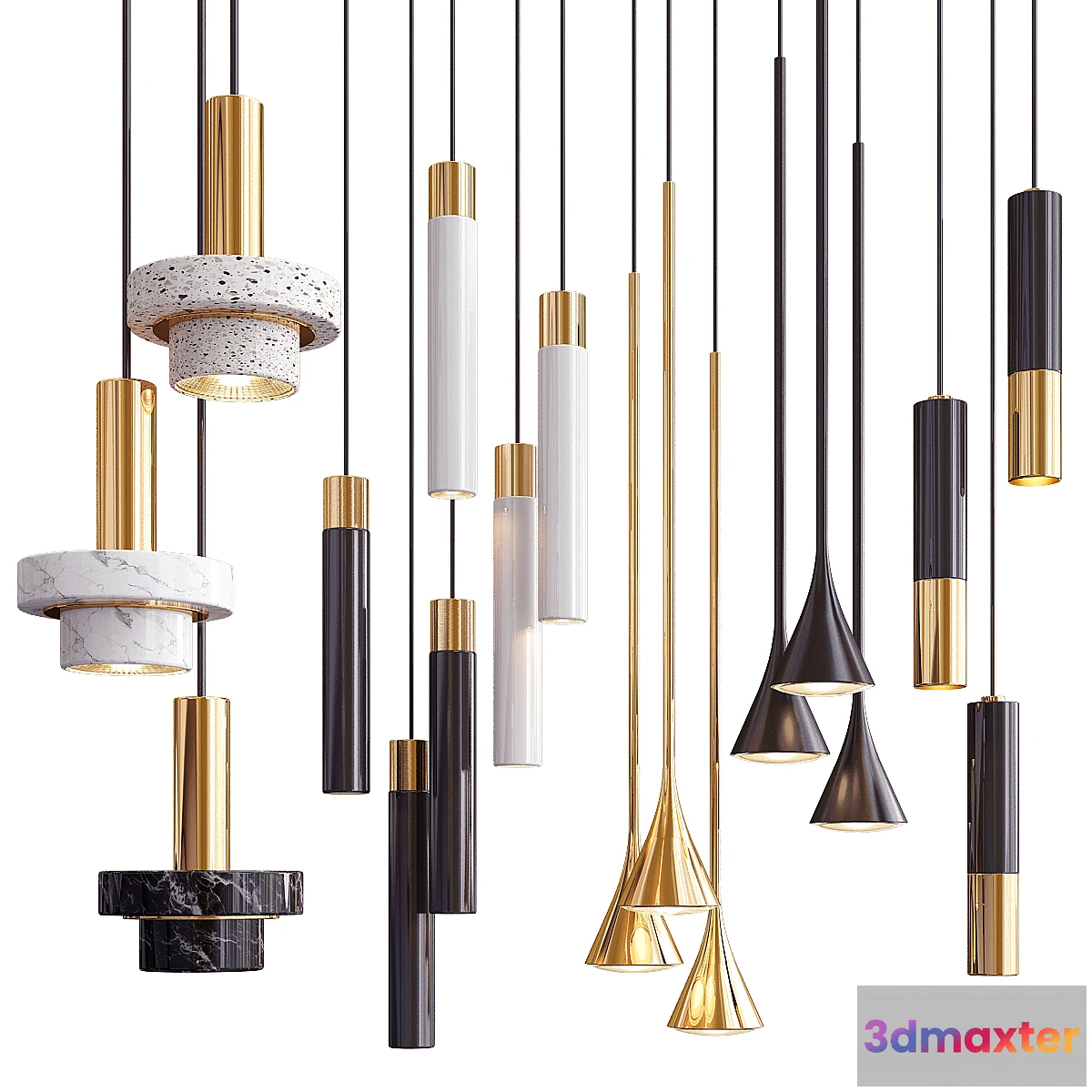 1435684 - Four Hanging Lights_53 Mix 3D Max