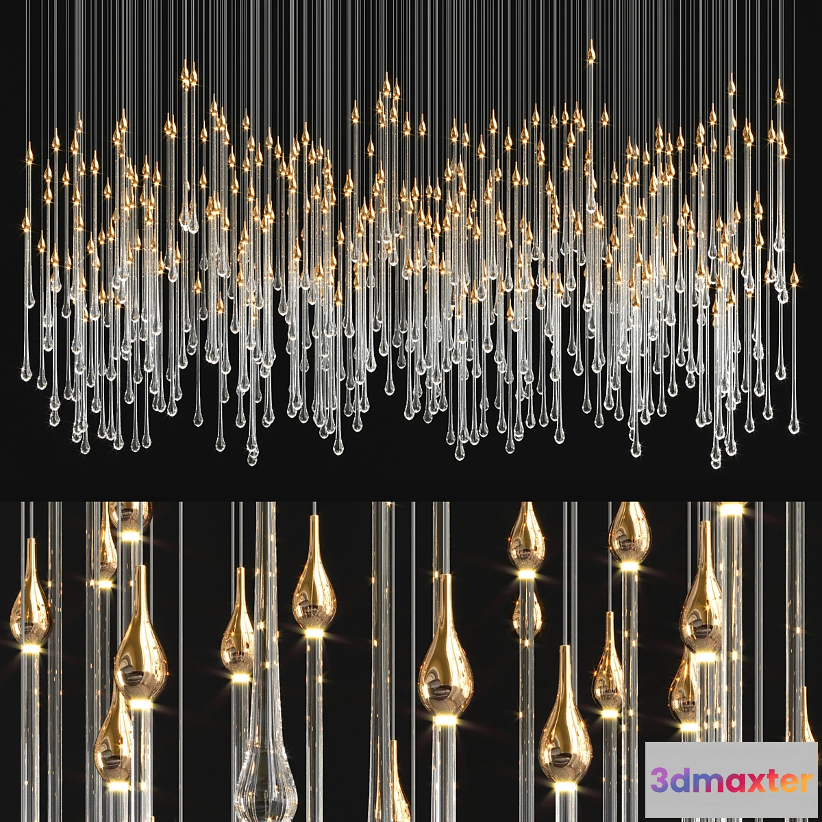 1435918 - Glockiny tear drop chandelier 3D Max