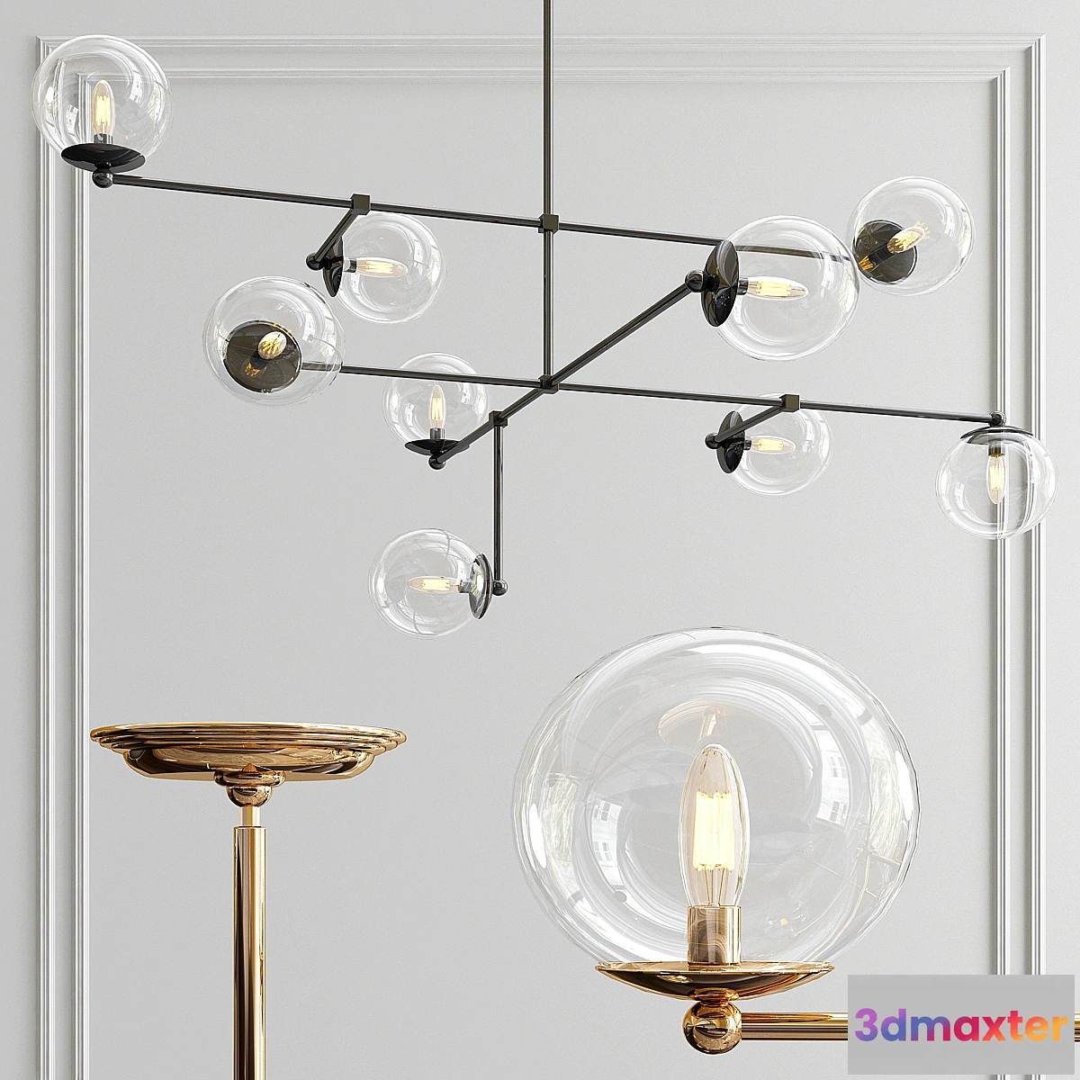 1436158 - Communique 9-Light Oiled Bronze Chandelier 3D Max