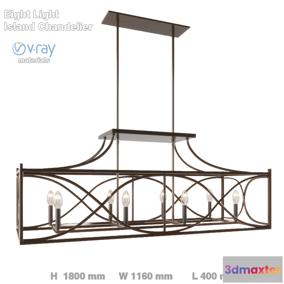 1438230 - Eight Light Island Chandelier 3D Max