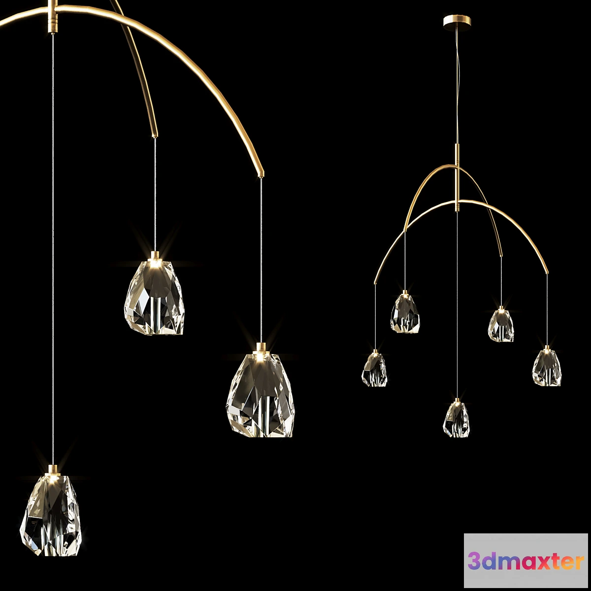 1439820 - Faceted Crystal Five-Light Chandelier 3D Max