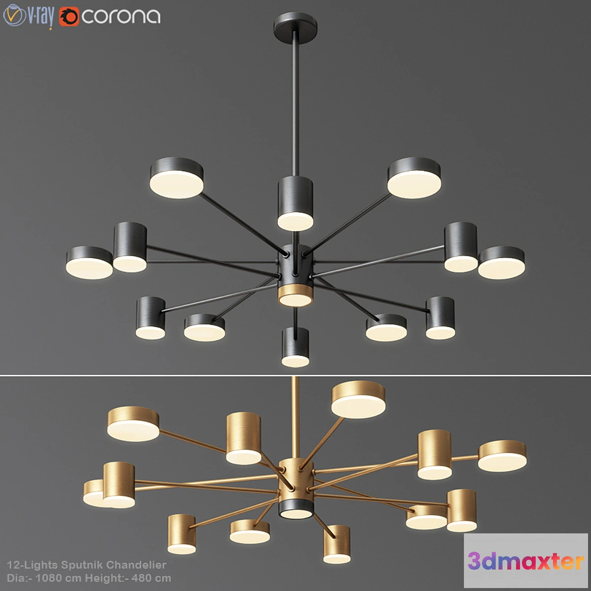1440710 - 12-Lights Sputnik Chandelier 3D Max