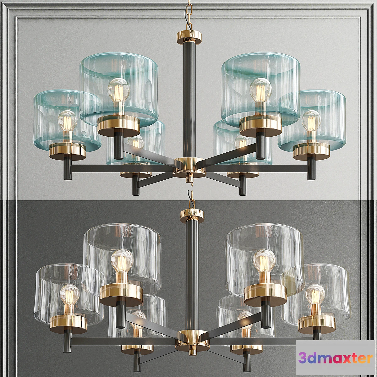 1440990 - Glass designer chandelier in postmodern style 3D Max